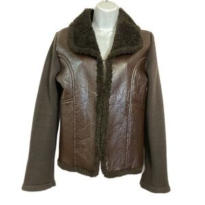 Vintage 90s leather knit Brown Shearling Women's Jacket